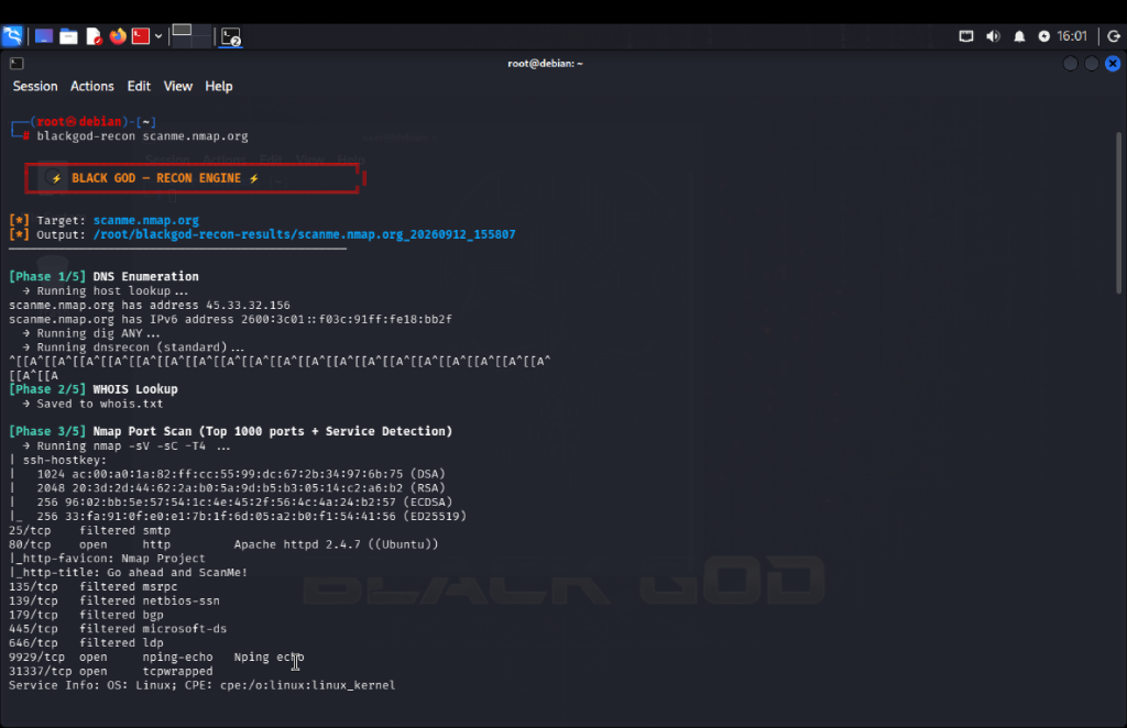 Black God Recon Engine Output